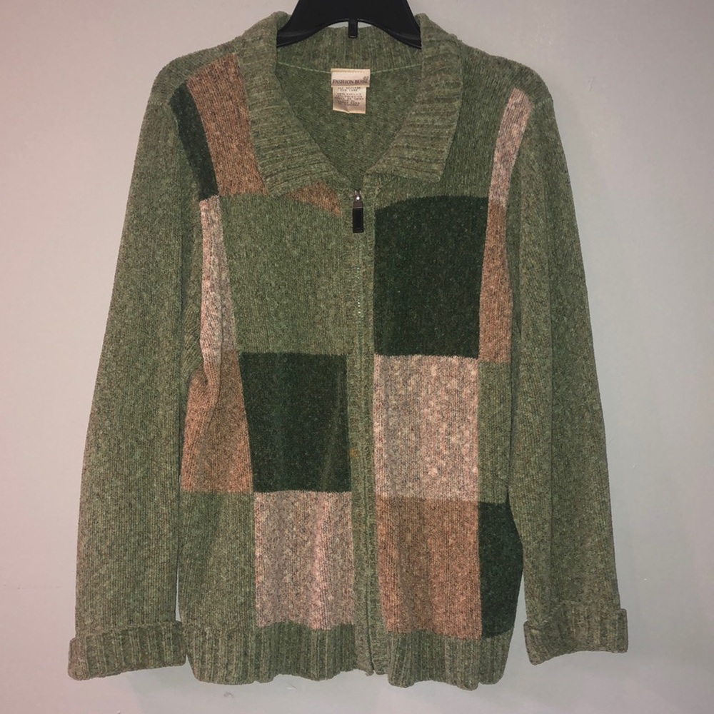 Zippered patterned sweater